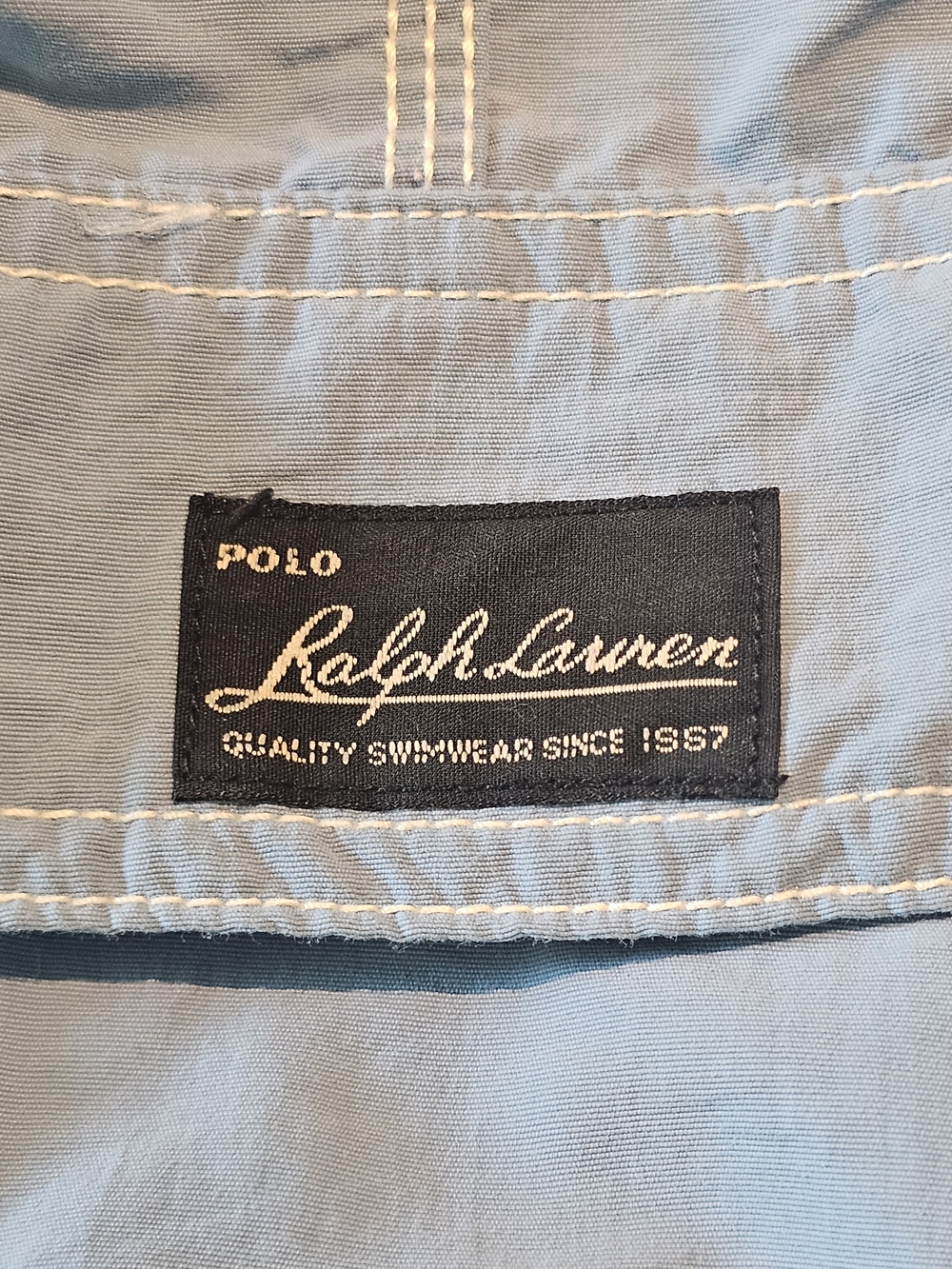 Vintage 90s Polo Ralph Lauren Cargo Lined Board Shorts Swim Trunks Light Blue L - Picture 5 of 16